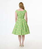 Magnolia Place Green Avocado Print Anna Cotton Swing Dress - Unique Vintage - Womens, DRESSES, SWING