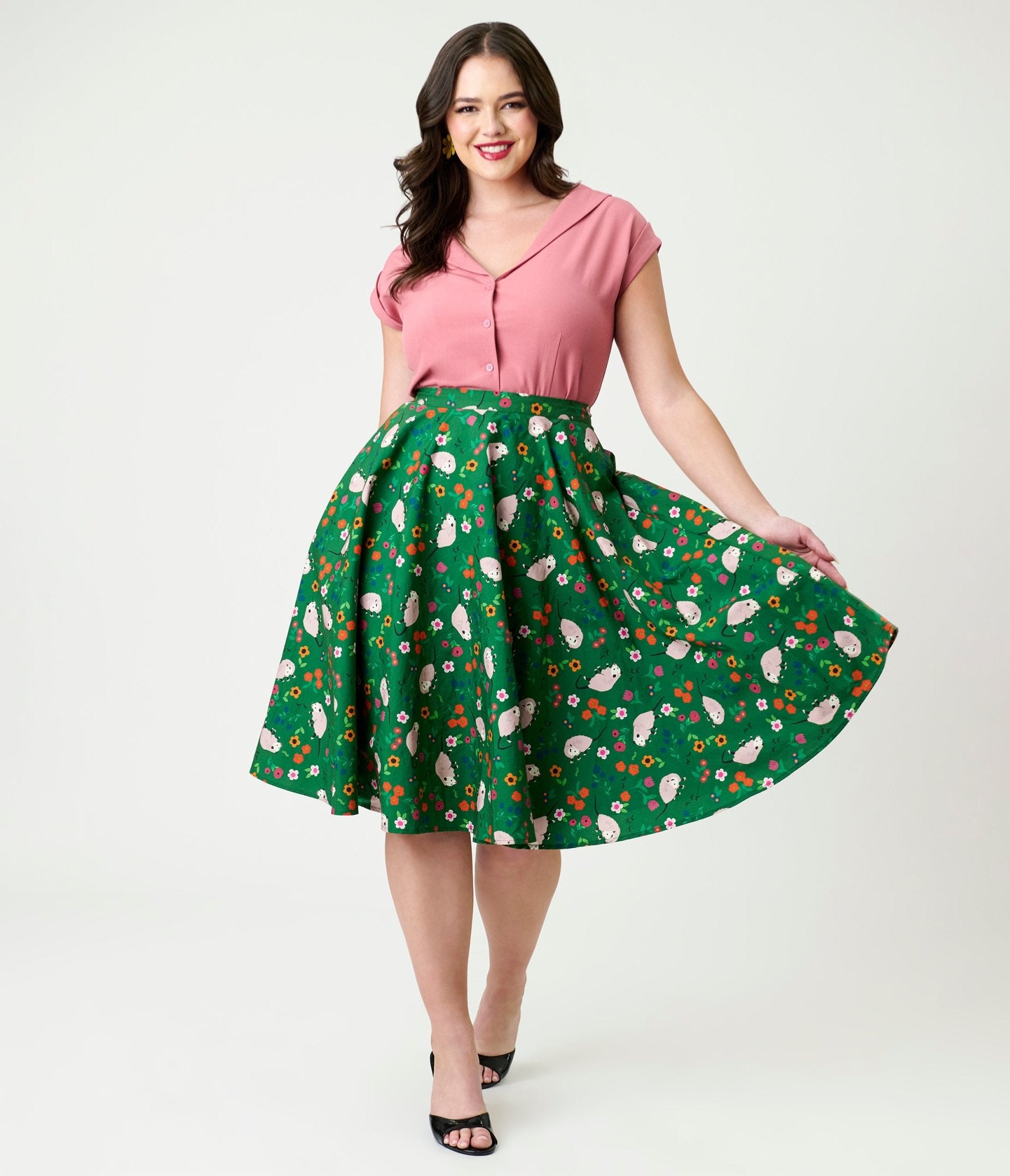 【WENDY JIM】　SKIRT WITH SQUARE BACK GREEN WENDY JIM】 SKIRT WITH SQUARE BACK GREEN