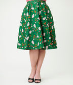 Magnolia Place Green Awesome Opossum Sally Swing Skirt - Unique Vintage - Womens, BOTTOMS, SKIRTS