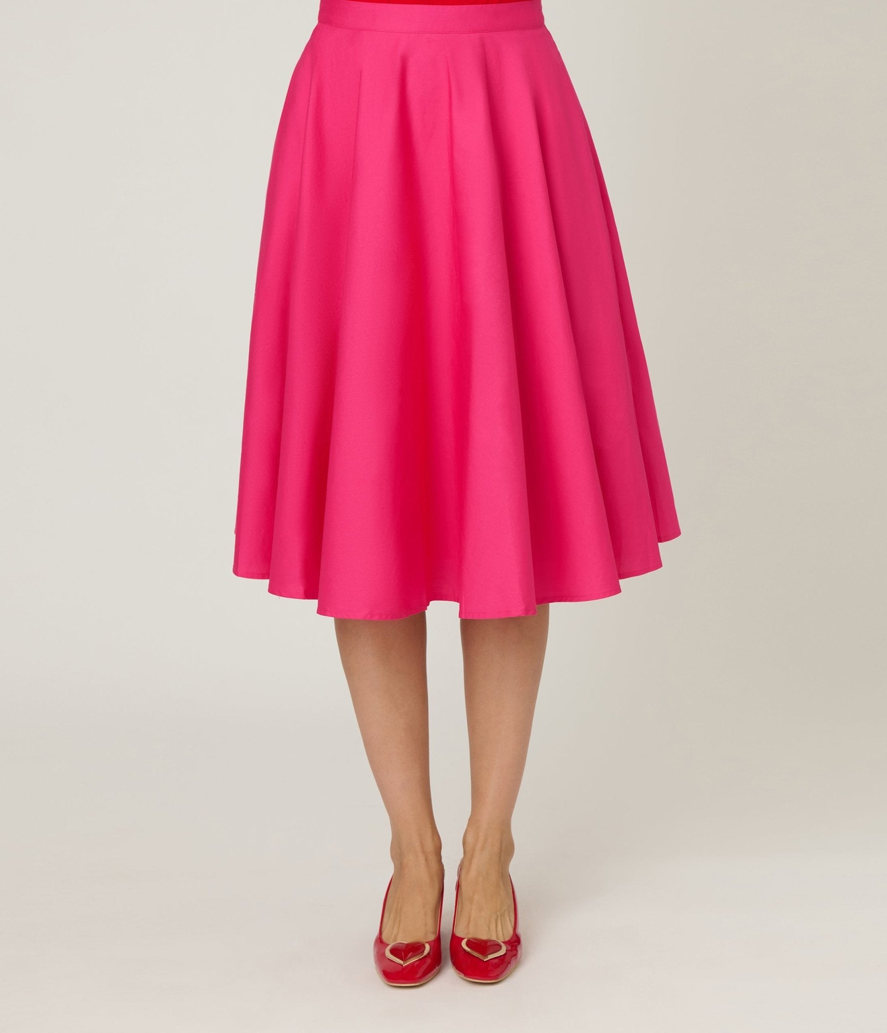 Magnolia Place Hot Pink Cotton Sally Swing Skirt - Unique Vintage - Womens, BOTTOMS, SKIRTS