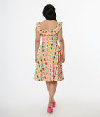 Magnolia Place Multicolor Pear Print Cotton Barbara Swing Dress - Unique Vintage - Womens, DRESSES, SWING