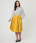 Magnolia Place Mustard Sally Swing Skirt - Unique Vintage - Womens, BOTTOMS, SKIRTS