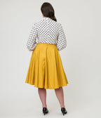Magnolia Place Mustard Sally Swing Skirt - Unique Vintage - Womens, BOTTOMS, SKIRTS