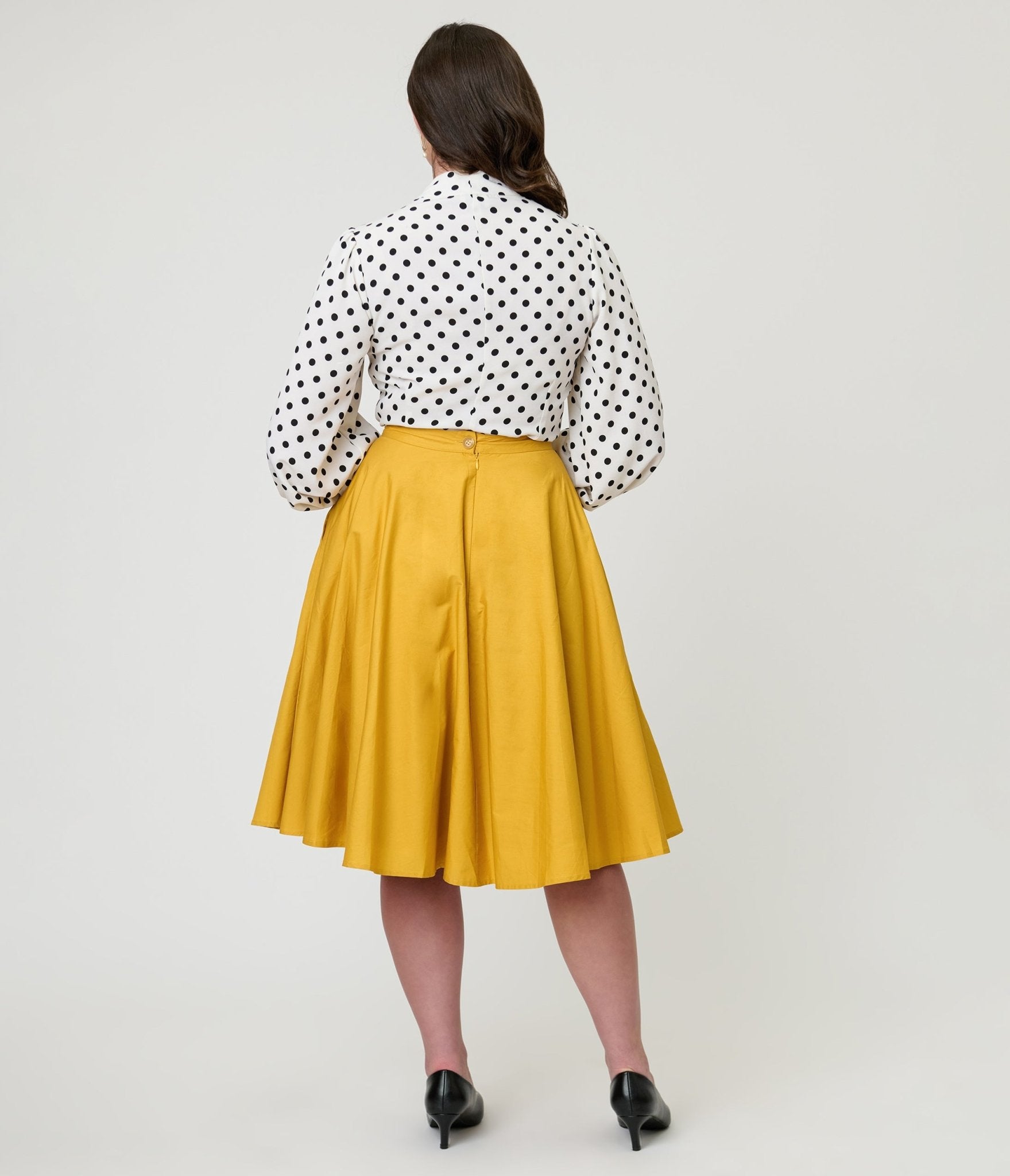 Magnolia Place Mustard Sally Swing Skirt - Unique Vintage - Womens, BOTTOMS, SKIRTS