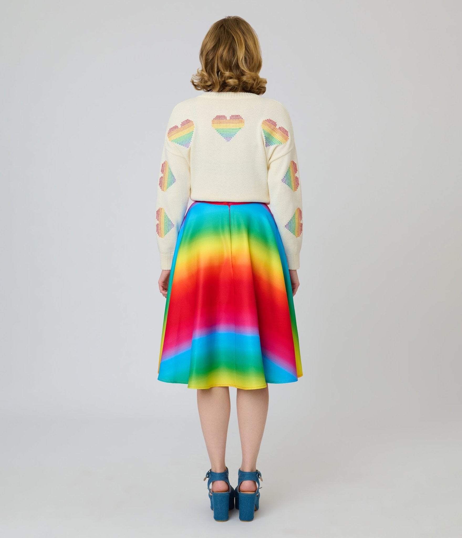 Magnolia Place Ombre Rainbow Sally Swing Skirt - Unique Vintage - Womens, BOTTOMS, SKIRTS