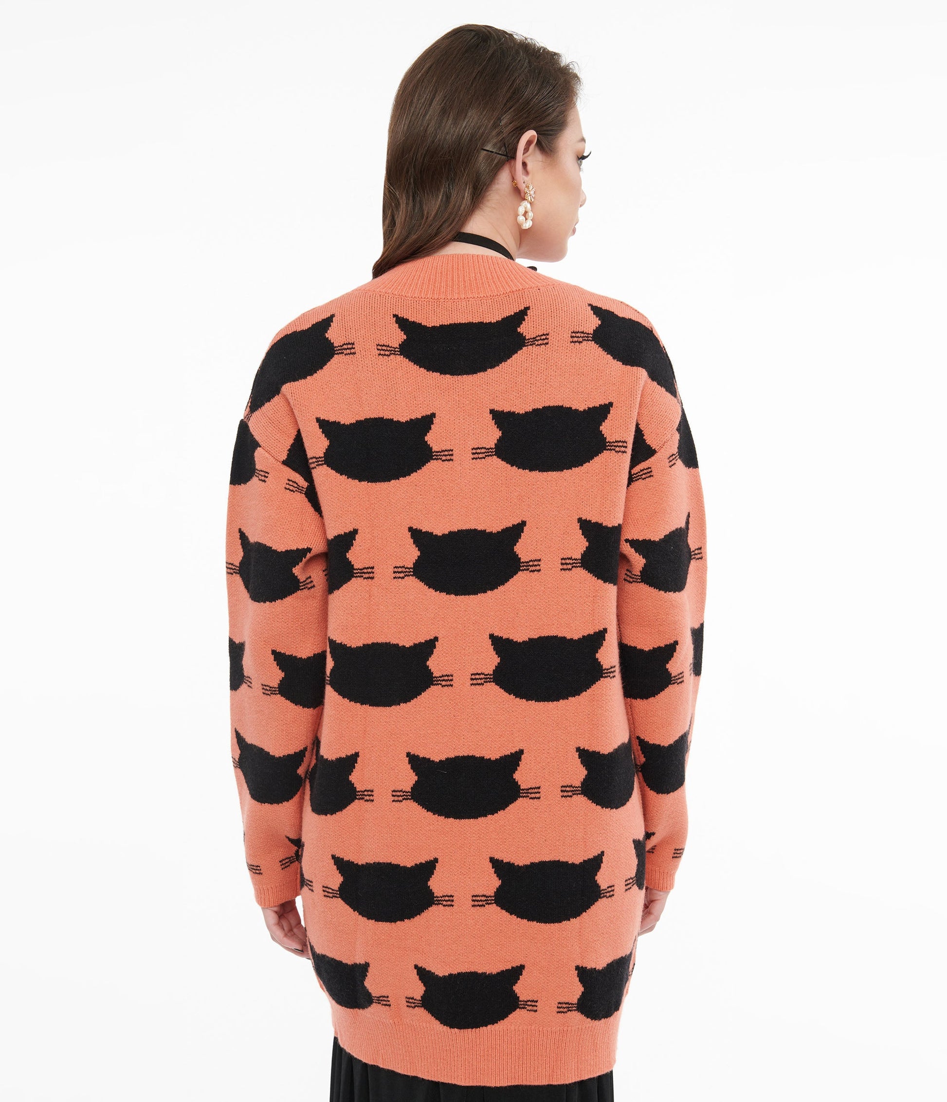 Magnolia Place Orange & Black Cat Cardigan - Unique Vintage - Womens, HALLOWEEN, TOPS