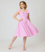 Magnolia Place Pink Stripe Barbara Swing Dress - Unique Vintage - Womens, DRESSES, SWING