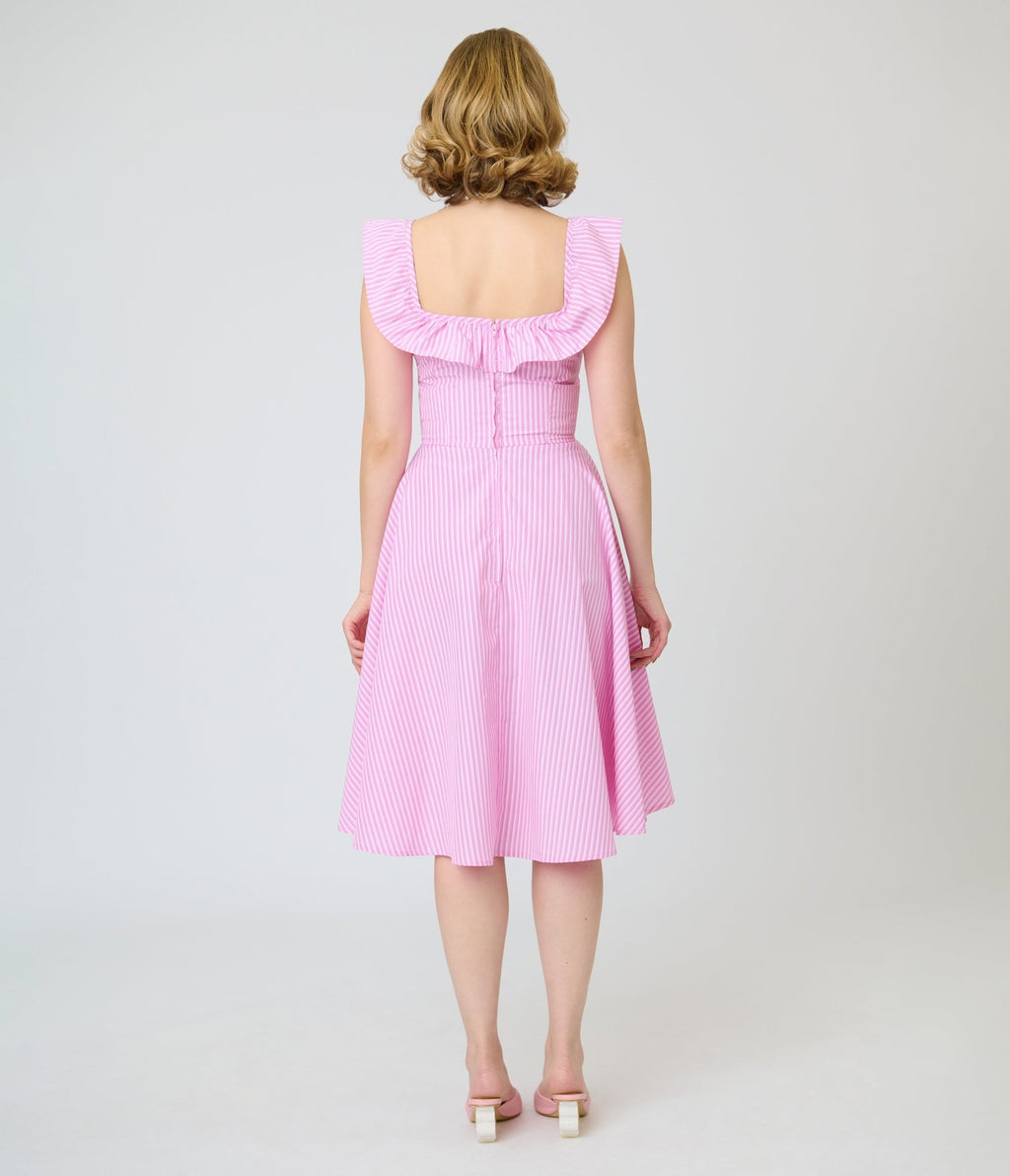 Magnolia Place Pink Stripe Barbara Swing Dress - Unique Vintage - Womens, DRESSES, SWING
