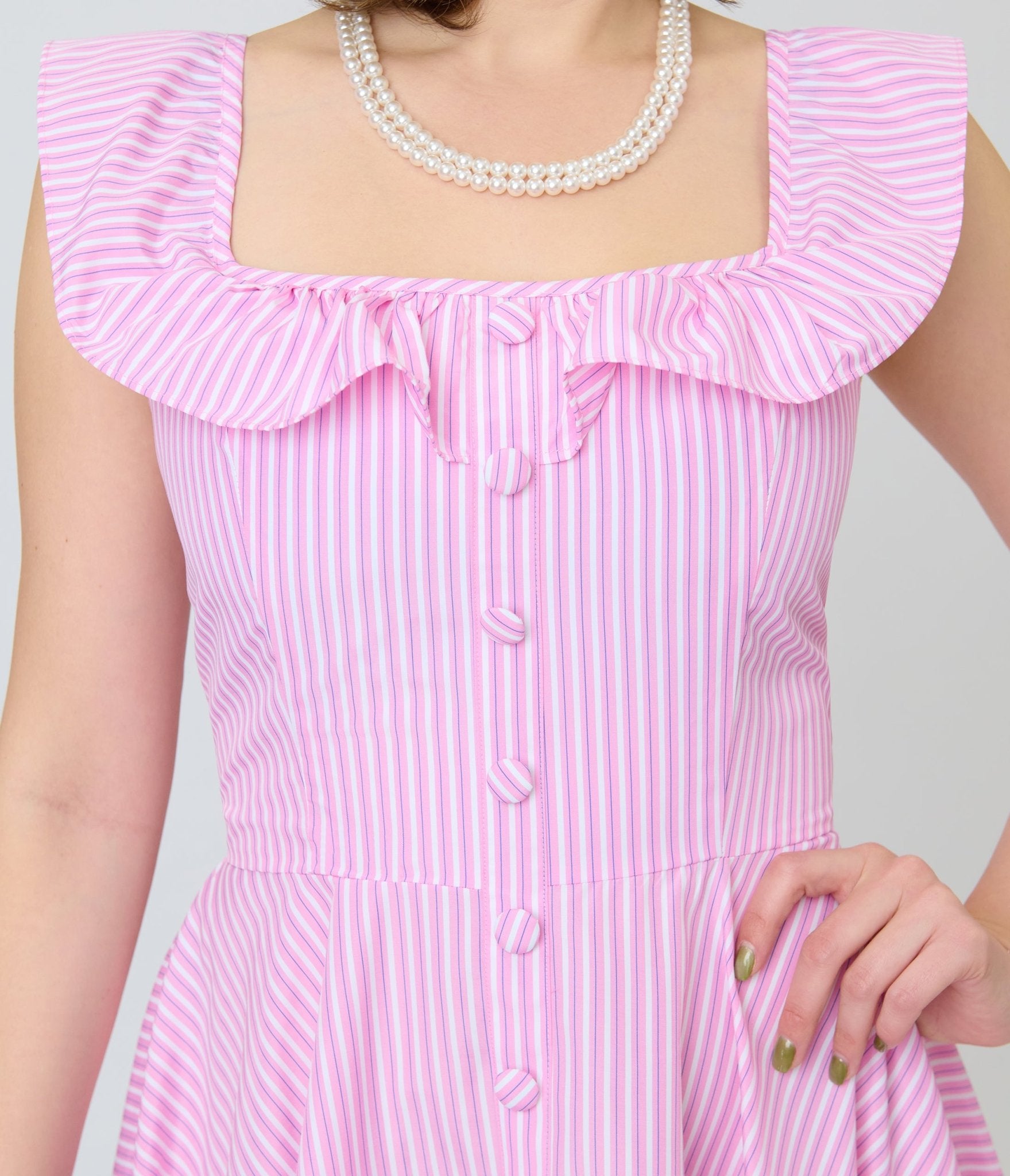 Magnolia Place Pink Stripe Barbara Swing Dress - Unique Vintage - Womens, DRESSES, SWING