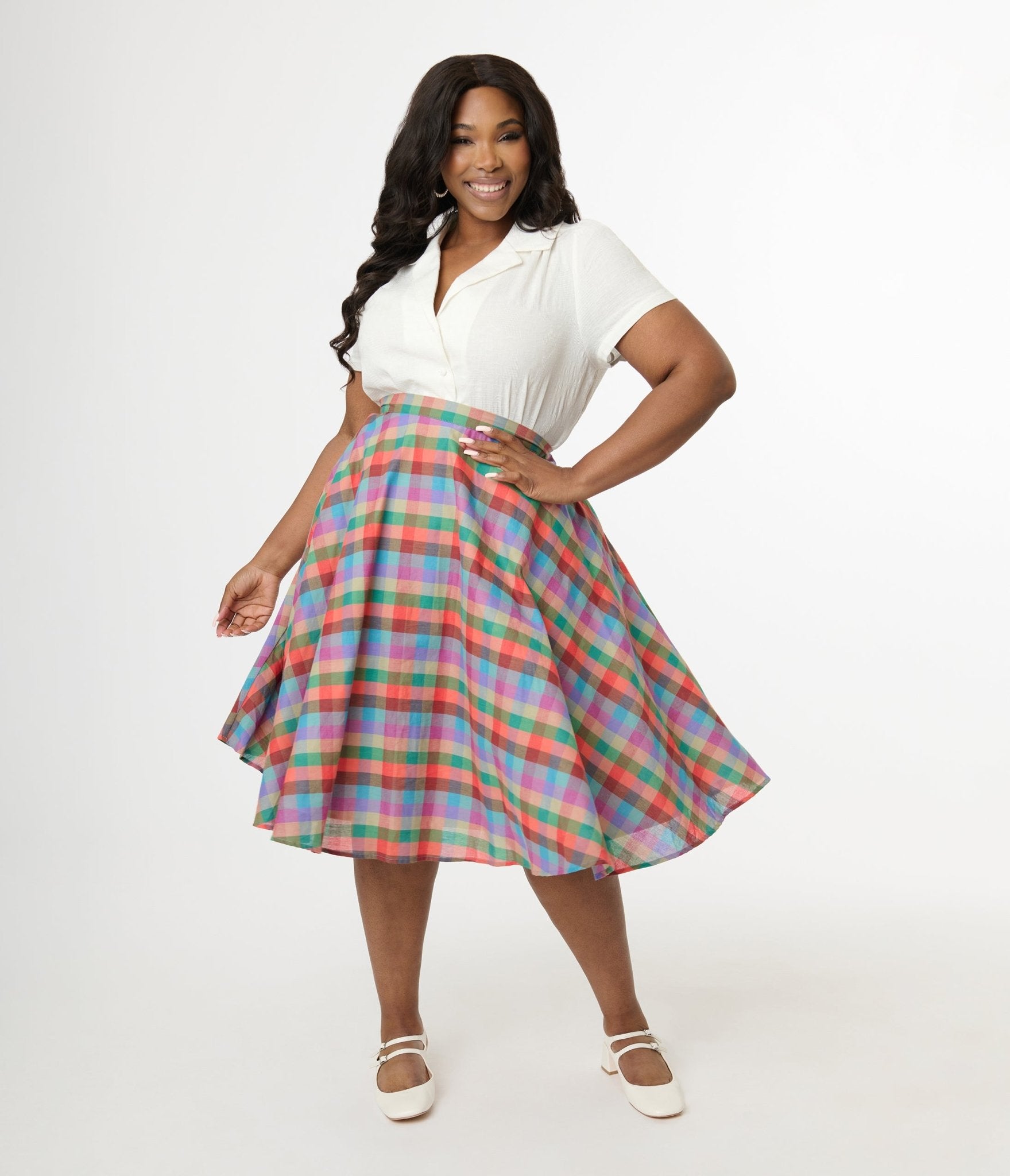 Dress Plus Size 1950s Skirts Plaid Skirt Summer Maxi Skirts 50&