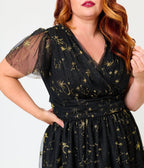 Magnolia Place Plus Size Black Celestial Midori Swing Dress - Unique Vintage - Womens, DRESSES, SWING