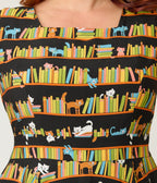 Magnolia Place Plus Size Bookshelf Cats Anna Swing Dress - Unique Vintage - Womens, DRESSES, SWING