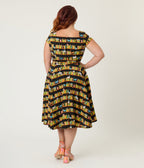 Magnolia Place Plus Size Bookshelf Cats Anna Swing Dress - Unique Vintage - Womens, DRESSES, SWING