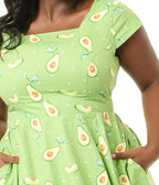 Magnolia Place Plus Size Green Avocado Print Anna Cotton Swing Dress - Unique Vintage - Womens, DRESSES, SWING