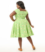 Magnolia Place Plus Size Green Avocado Print Anna Cotton Swing Dress - Unique Vintage - Womens, DRESSES, SWING