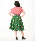 Magnolia Place Plus Size Green Awesome Opossum Sally Swing Skirt - Unique Vintage - Womens, BOTTOMS, SKIRTS
