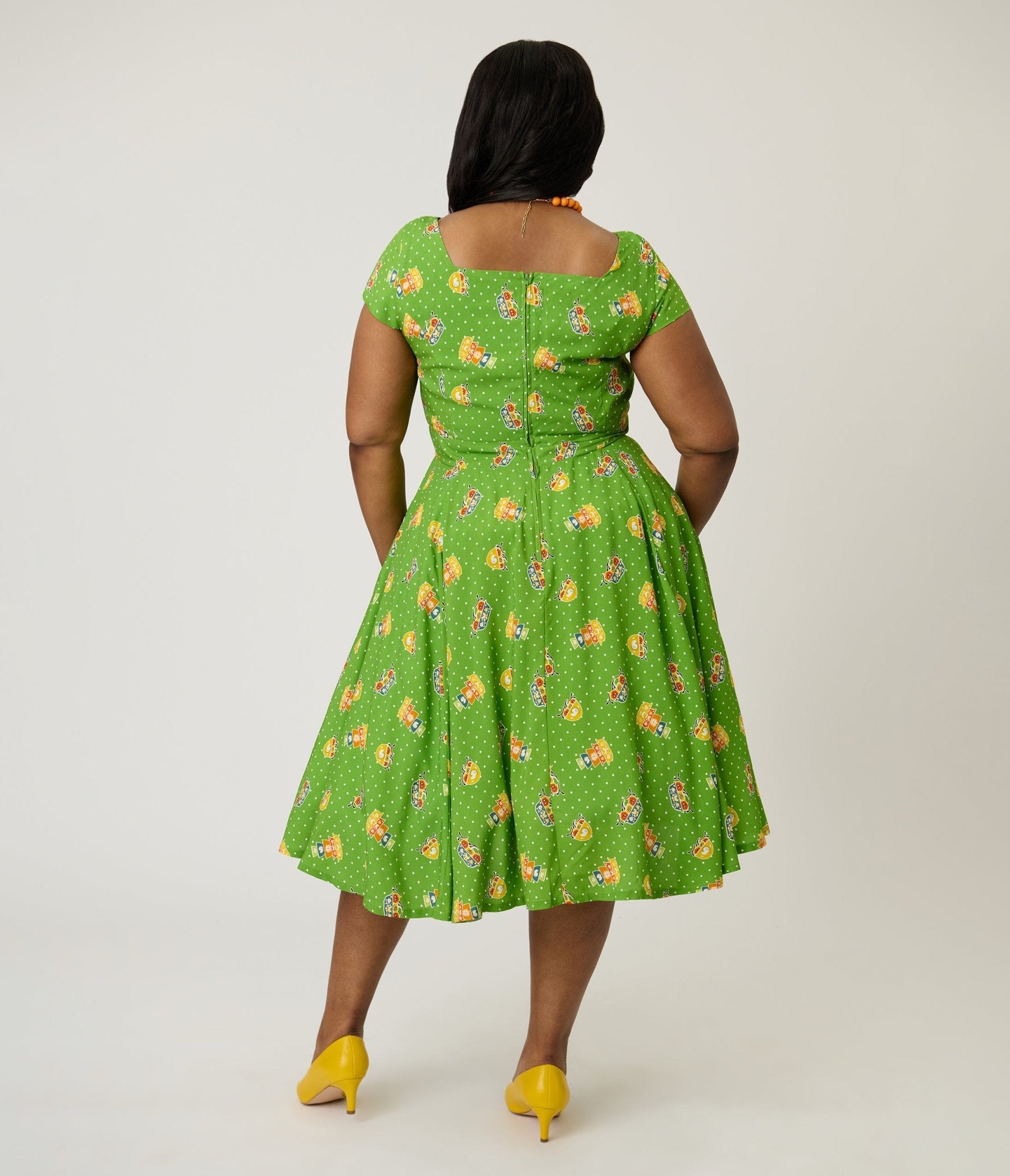 Magnolia Place Plus Size Green Pyrex Print Anna Swing Dress - Unique Vintage - Womens, DRESSES, SWING