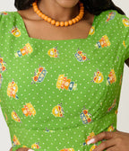 Magnolia Place Plus Size Green Pyrex Print Anna Swing Dress - Unique Vintage - Womens, DRESSES, SWING