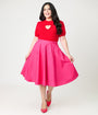 Magnolia Place Plus Size Hot Pink Cotton Sally Swing Skirt