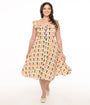 Magnolia Place Plus Size Multicolor Pear Print Cotton Barbara Swing Dress