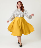 Magnolia Place Plus Size Mustard Sally Swing Skirt - Unique Vintage - Womens, BOTTOMS, SKIRTS