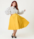 Magnolia Place Plus Size Mustard Sally Swing Skirt - Unique Vintage - Womens, BOTTOMS, SKIRTS