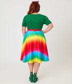 Magnolia Place Plus Size Ombre Rainbow Sally Swing Skirt - Unique Vintage - Womens, BOTTOMS, SKIRTS