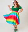 Magnolia Place Plus Size Ombre Rainbow Sally Swing Skirt