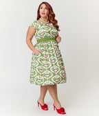 Magnolia Place Plus Size Strawberry Wallpaper Anna Swing Dress - Unique Vintage - Womens, DRESSES, SWING