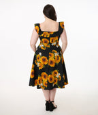 Magnolia Place Plus Size Sunflower Print Barbara Swing Dress - Unique Vintage - Womens, DRESSES, SWING