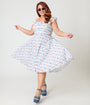 Magnolia Place Plus Size White & Rose Trellis Barbara Swing Dress