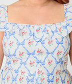 Magnolia Place Plus Size White & Rose Trellis Barbara Swing Dress - Unique Vintage - Womens, DRESSES, SWING