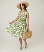 Magnolia Place Strawberry Wallpaper Anna Swing Dress - Unique Vintage - Womens, DRESSES, SWING