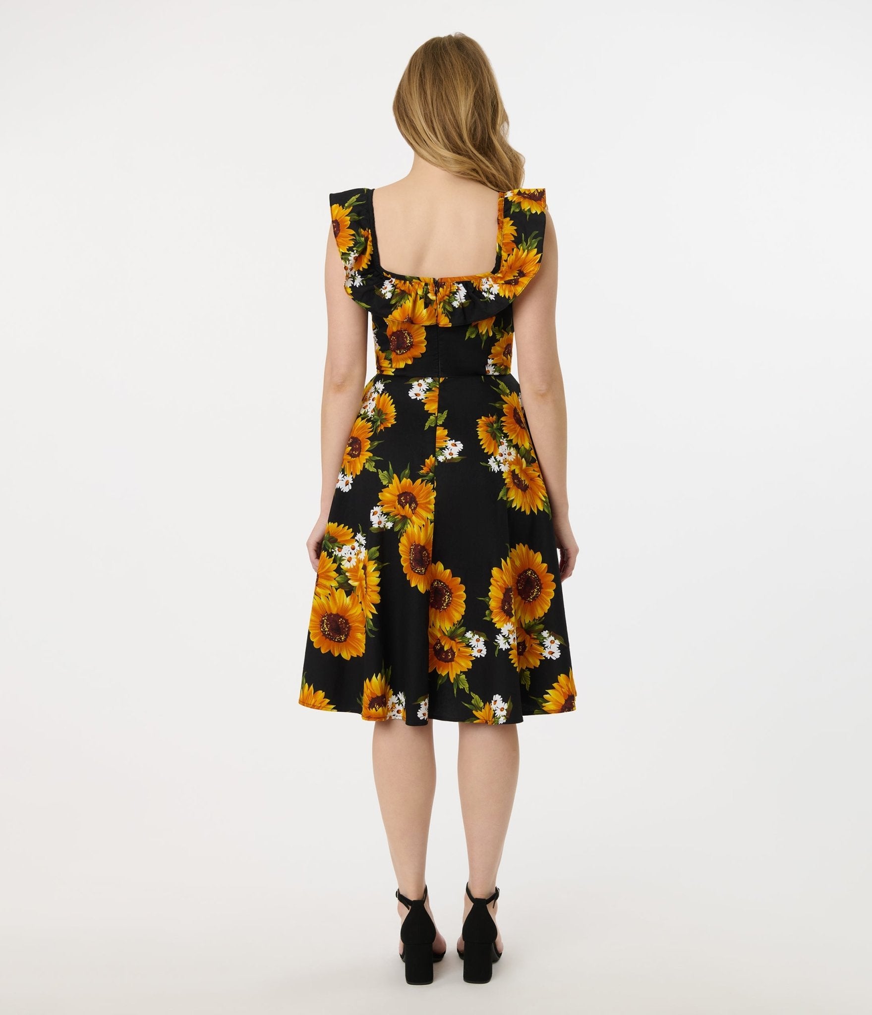 Magnolia Place Sunflower Print Barbara Swing Dress - Unique Vintage - Womens, DRESSES, SWING