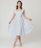 Magnolia Place White & Rose Trellis Barbara Swing Dress - Unique Vintage - Womens, DRESSES, SWING