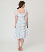Magnolia Place White & Rose Trellis Barbara Swing Dress - Unique Vintage - Womens, DRESSES, SWING