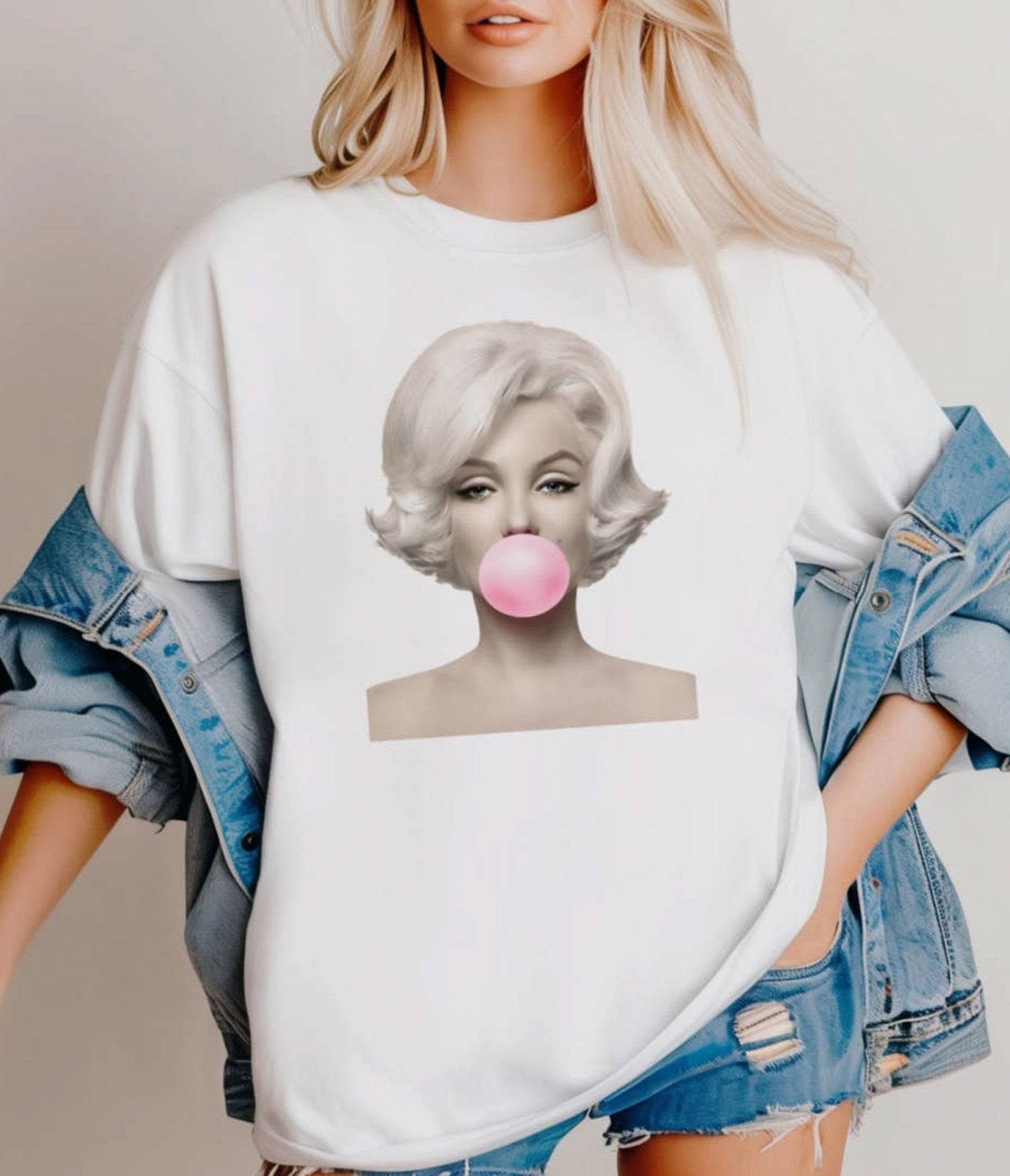 Marilyn Bubblegum Unisex Graphic Tee - Unique Vintage - Womens, GRAPHIC TEES, TEES