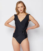 Marina West Black Waist Tie One Piece Swimsuit - Unique Vintage - Womens, SWIM, 1 PC