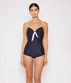 Marina West Black & White Dot One Piece Swimsuit - Unique Vintage - Womens, SWIM, 1 PC