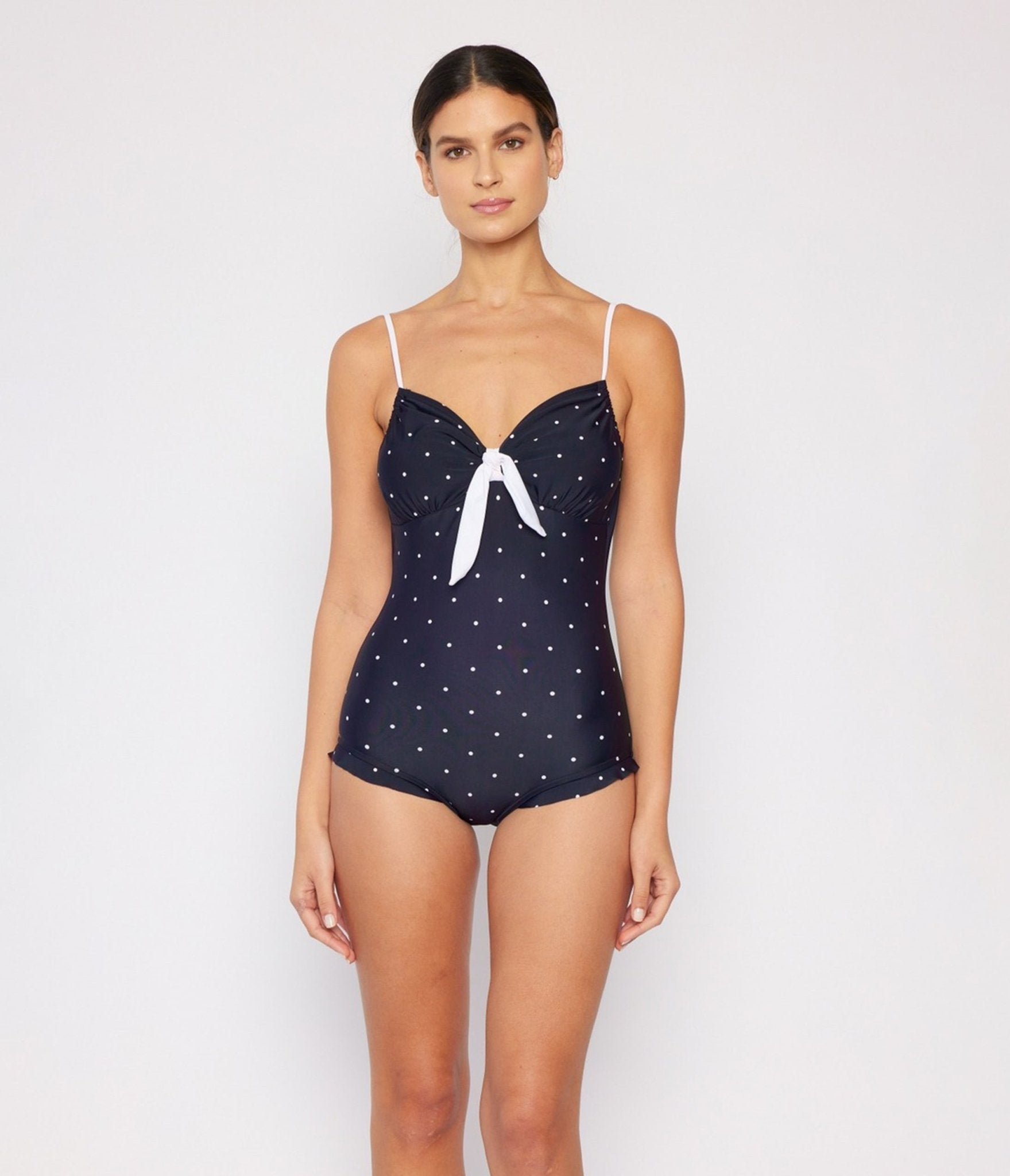 Marina West Black & White Dot One Piece Swimsuit - Unique Vintage - Womens, SWIM, 1 PC