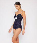 Marina West Black & White Dot One Piece Swimsuit - Unique Vintage - Womens, SWIM, 1 PC