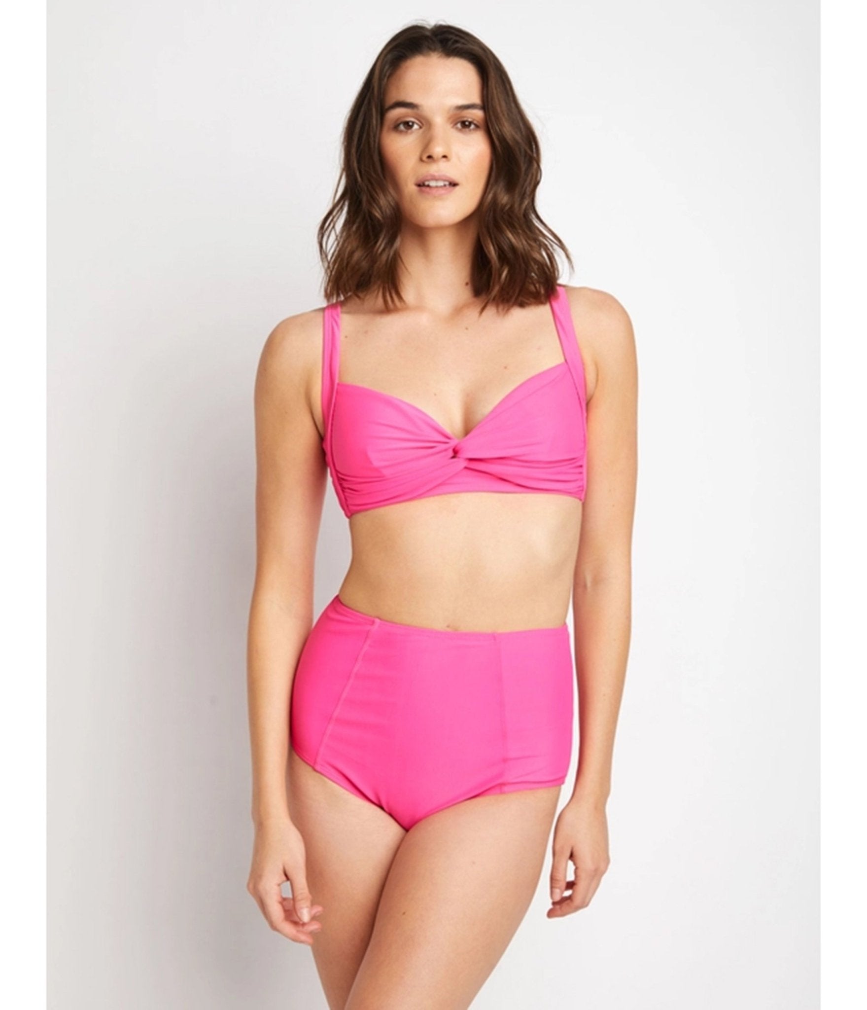 Marina West Hot Pink Two Piece Swim Set - Unique Vintage - Womens, SWIM, 2 PC