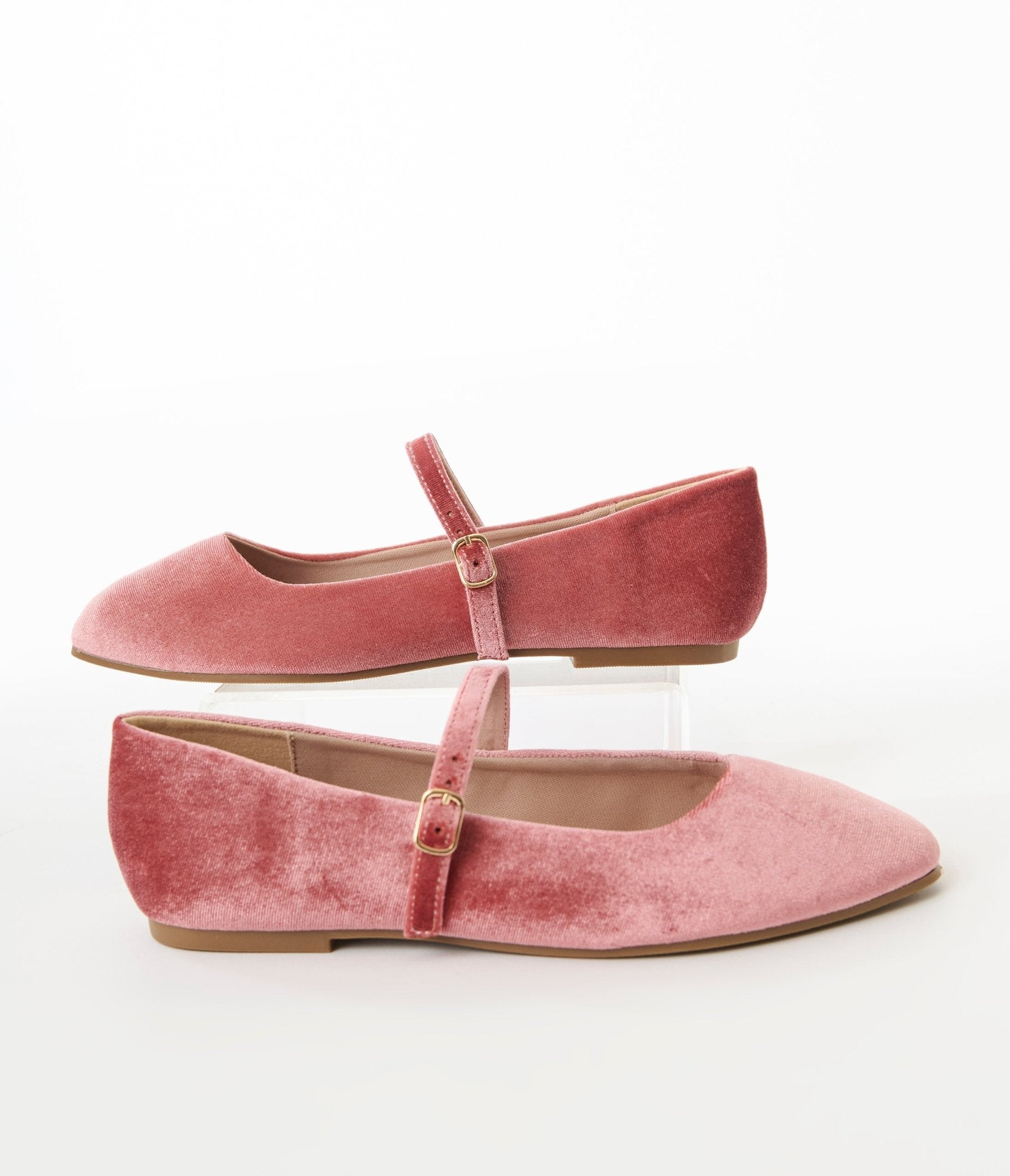 Mauve Velvet Ballet Flats - Unique Vintage - Womens, SHOES, FLATS