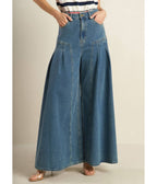 Medium Wash Denim Wide Leg Jeans - Unique Vintage - Womens, BOTTOMS, PANTS