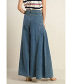 Medium Wash Denim Wide Leg Jeans - Unique Vintage - Womens, BOTTOMS, PANTS