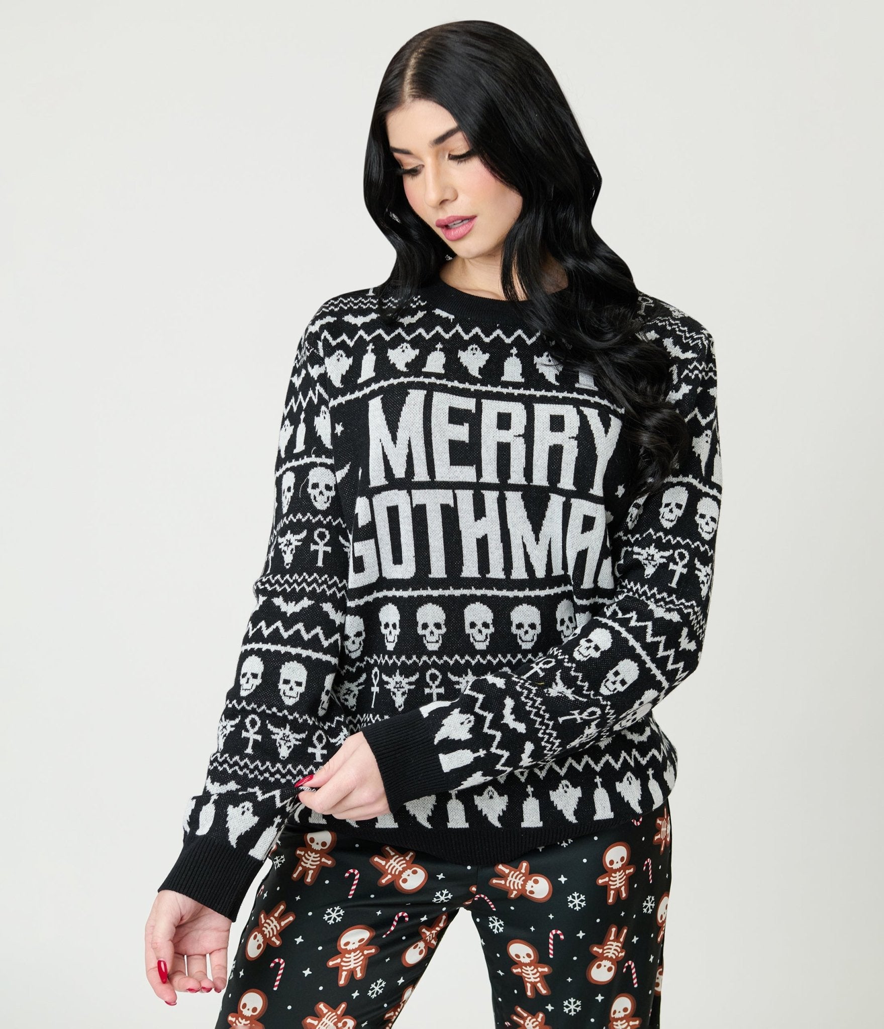 Merry Gothmas Fair Isle Sweater - Unique Vintage - Womens, TOPS, SWEATERS