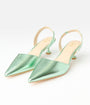 Metallic Light Green Slingback Kitten Heels