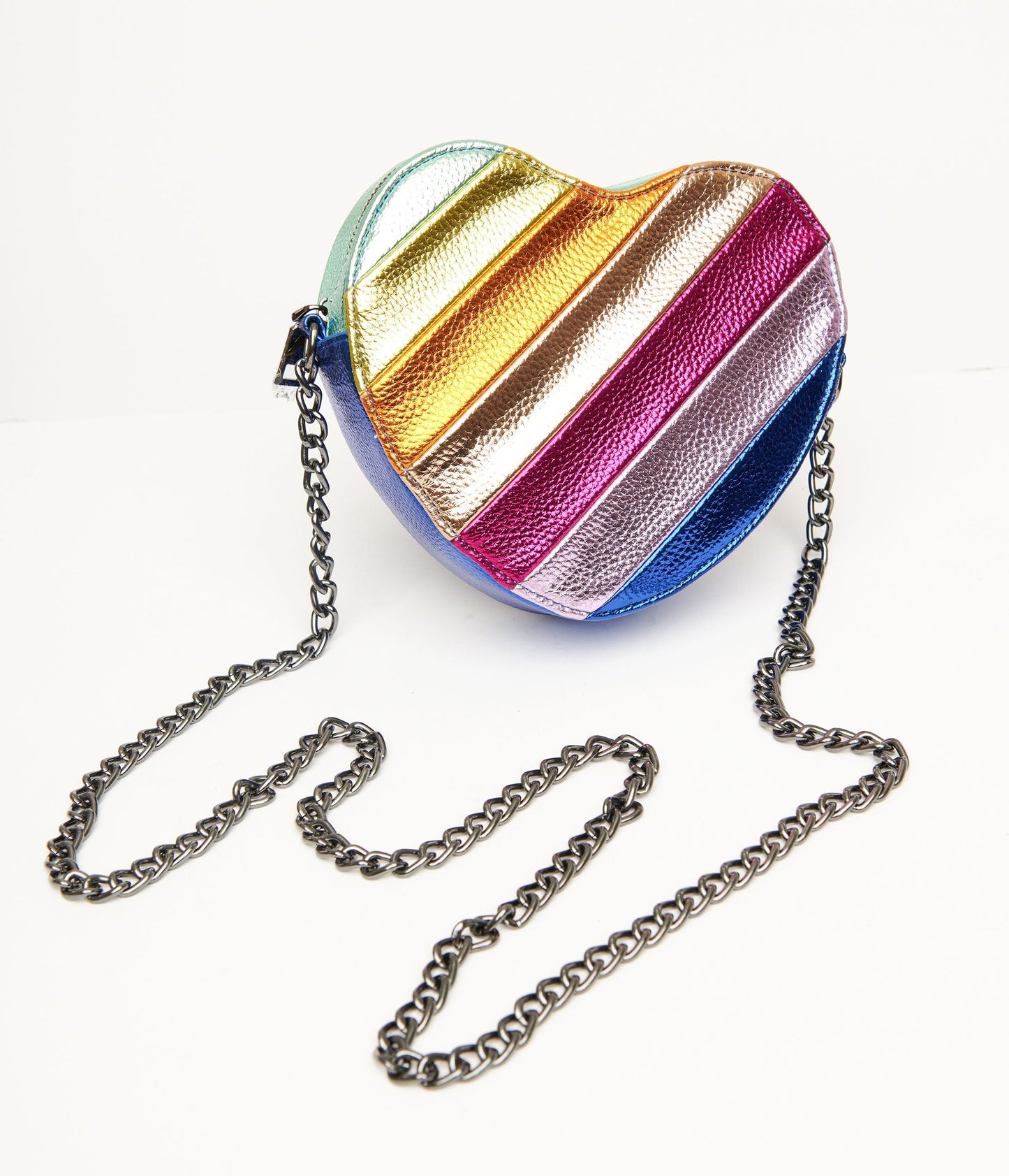 Metallic Rainbow Heart Leatherette Crossbody Bag - Unique Vintage - Womens, ACCESSORIES, HANDBAGS