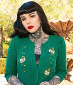 Mischief Made Green Paddy Cats Cropped Cardigan - Unique Vintage - Womens, TOPS, SWEATERS