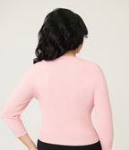 Mischief Made Pink Holiday Swing Cropped Cardigan - Unique Vintage - Womens, TOPS, SWEATERS